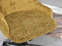 Fotel biurowy na kółkach MIO MOVE MUSZTARDOWY - CZARNA NOGA - elegancka tkanina