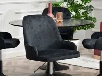 Obrotowe krzesło MIO RING CZARNY WELUR DO STOŁU - komfortowe siedzisko