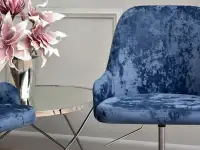 Krzesło MIO RING GRANATOWE WELUR CHROM - stylowa tkanina