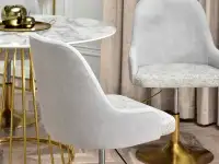 Krzesło kubełkowe MIO RING JASNOSZARE ZŁOTA NOGA - nowoczesna tkanina