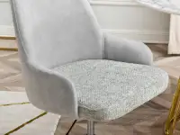 Krzesło kubełkowe MIO RING JASNOSZARE ZŁOTA NOGA - elegancka tkanina  na siedzisku