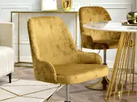 Welurowe krzesło obrotowe na na stopie MIO RING ZŁOTE - komfortowe siedzisko
