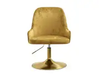 Welurowe krzesło obrotowe na na stopie MIO RING ZŁOTE - przód