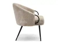 Beżowy fotel do salonu CLARA - CZARNA PODSTAWA - profil