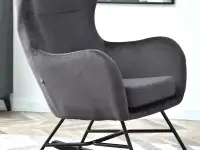 Fotel bujany NESTA GRAFIT bujak na czarnych płozach z drewna