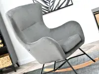 Fotel bujany NESTA SZARY ergonomiczny na drewnianych płozach