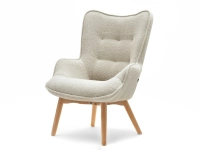 Fotel nuria ecru boucle, podstawa buk
