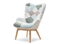 Fotel nuria patchwork 2 tkanina, podstawa buk