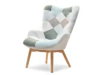 Produkt: Fotel nuria patchwork 2 tkanina, podstawa buk