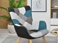Fotel ze wzorem NURIA PATCHWORK 4 - nogi BUK - bryła siedziska