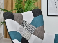 Fotel ze wzorem NURIA PATCHWORK 4 - nogi BUK - pikowanie w oparciu