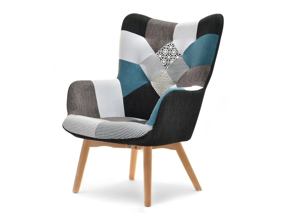 Fotel ze wzorem NURIA PATCHWORK 4 - nogi BUK