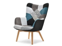 Fotel nuria patchwork-4 tkanina, podstawa buk