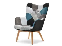 Produkt: Fotel nuria patchwork-4 tkanina, podstawa buk