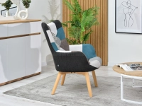 Fotel ze wzorem NURIA PATCHWORK 4 - nogi BUK - w aranżacji ze stolikiem KODIA
