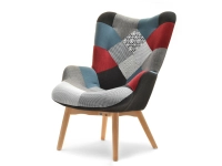 Fotel nuria patchwork 1 tkanina, podstawa buk