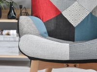 Fotel wypoczynkowy NURIA PATCHWORK 1 na bukowej nodze - wygodne podłokietniki