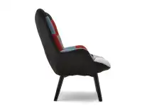 Fotel w stylu uszak NURIA PATCHWORK 1 na czarnej nodze - bok