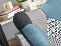 Fotel w stylu uszak NURIA PATCHWORK 1 na czarnej nodze - detale