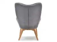 Fotel pikowany NURIA Z SZAREJ TKANINY z drewna bukowego - tył