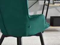 Fotel uszak NURIA ZIELONY welurowy z pikowaniem + czarny - charakterystyczne detale