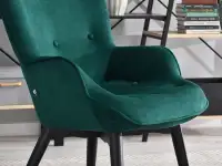 Fotel uszak NURIA ZIELONY welurowy z pikowaniem + czarny - wygodne siedzisko