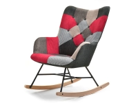 Fotel sibil patchwork-3 tkanina, podstawa czarny-buk