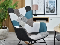 Fotel bujany SIBIL PATCHWORK 4 - BUK - nowoczesny uszak