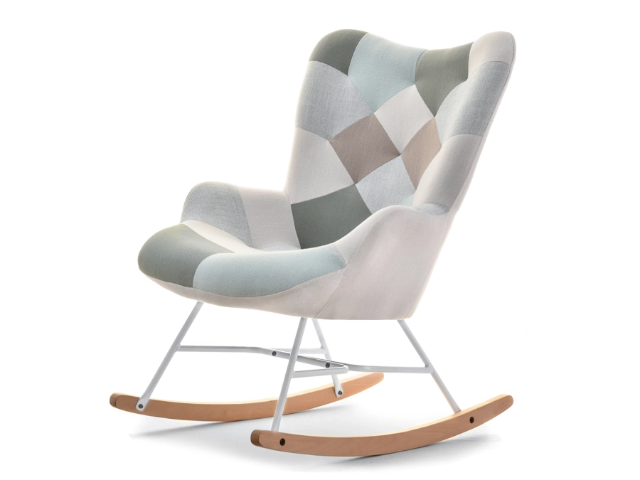 Skandynawski fotel bujany SIBIL PATCHWORK 2 + BUK