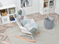 Skandynawski fotel bujany SIBIL PATCHWORK 2 + BUK - - aranżacji