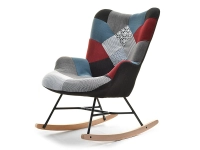 Fotel sibil patchwork 1 tkanina, podstawa czarny-buk