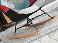 Fotel bujak SIBIL PATCHWORK komfortowy drewniane płozy - bukowe płozy