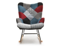 Fotel bujak SIBIL PATCHWORK komfortowy drewniane płozy - przód
