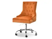 Fotel biurowy z pinezkami SORIA POMARAŃCZOWY WELUR - CHROM