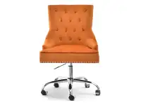 Fotel biurowy z pinezkami SORIA POMARAŃCZOWY WELUR - CHROM - przód