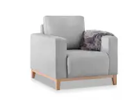 Designerski szary fotel z drewnianymi nogami STOCKHOLM