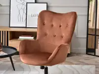 Obrotowy fotel wypoczynkowy TRINI MIEDZIANY WELUR - CZARNY - komfortowe siedzisko