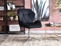 Fotel klubowy obrotowy VELO CZARNY pik z velvetu noga chrom - w aranżacji ze stolikiem IBIA XL