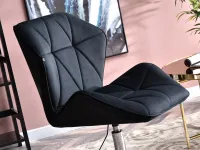 Fotel klubowy obrotowy VELO CZARNY pik z velvetu noga chrom - komfortowe siedzisko