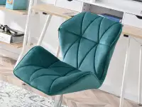 Fotel na kółkach VELO TURKUSOWY NA NODZE CHROM - komfortowe siedzisko