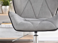 Fotel w stylu glamour VELO SZARY aksamit na nodze chrom - charakterystyczne detalev