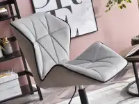 Fotel wypoczynowy VELO SZARY velvet pik z czarną podstawą - bryła siedziska