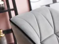 Fotel wypoczynowy VELO SZARY velvet pik z czarną podstawą - welurowa tkanina