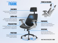 Fotel biurowy drewniany do gabinetu FRANK ORZECH CZARNA SKÓRA ANTIC - funkcje fotela obrotowego do biura