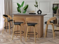 Hoker barowy NR 48 z drewna dębowego i czarnej skóry eko
