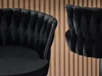 Regulowane krzesło barowe ASTER CZARNY WELUR - CZARNY - metalowy stelaż