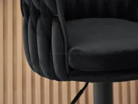 Regulowane krzesło barowe ASTER CZARNY WELUR - CZARNY - miękki welur