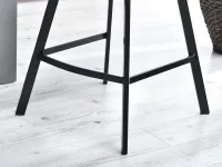 Krzesło barowe z oparciem AZRA z brązowej skóry+czarna noga - czarna podstawa