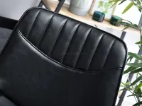 Krzesło barowe z oparciem AZRA z brązowej skóry+czarna noga - designerskie przeszycia