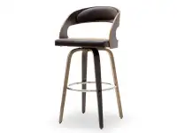 Industrialne krzesło barowe z drewna i skóry nr 48 vintage - półprofil